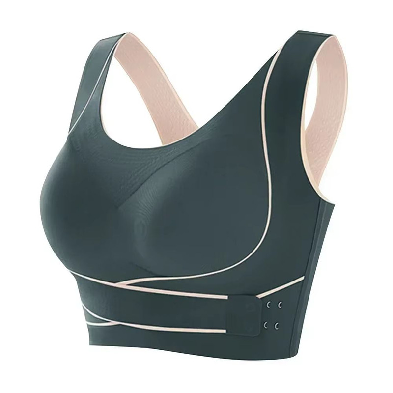 Womens Sports Bra With Front Adjustable Buckle Wireless Padded Workout Top 8