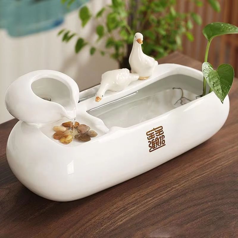 Ceramic Cat Water Fountain  Creative Desktop Waterfall  Indoor Pet Fountain 6