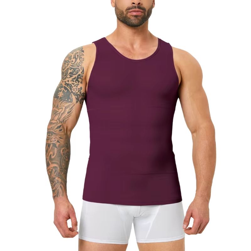 Mens Compression Tank Top  Body Shaper With Tummy Control  Chest Support 12