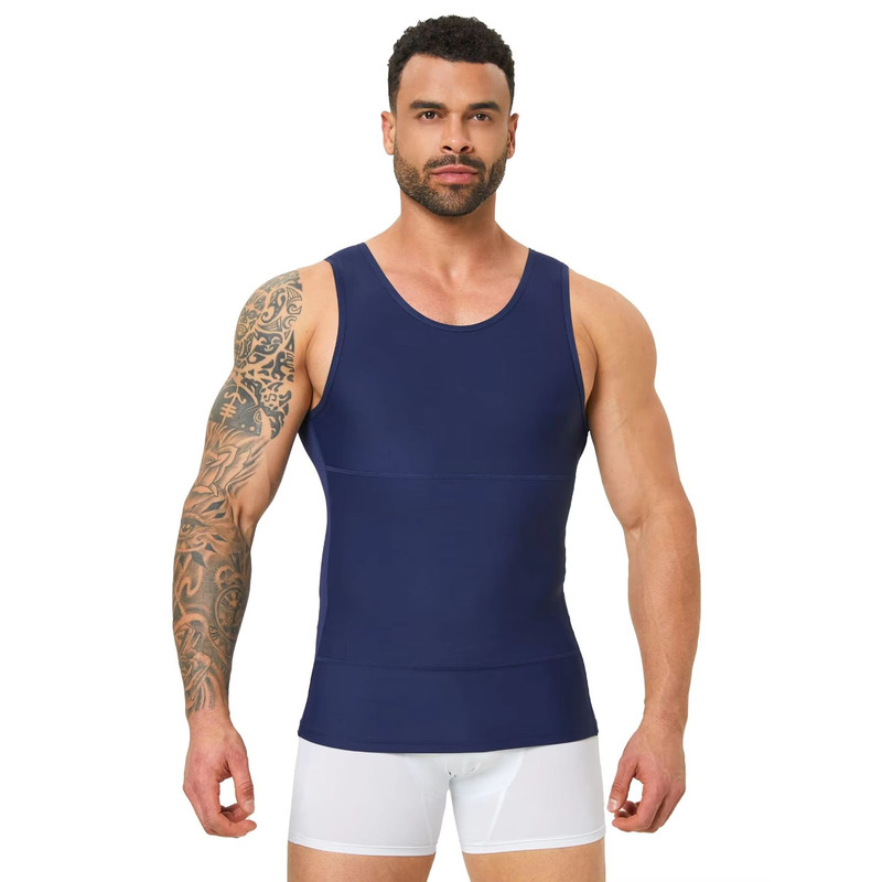 Mens Compression Tank Top  Body Shaper With Tummy Control  Chest Support 6