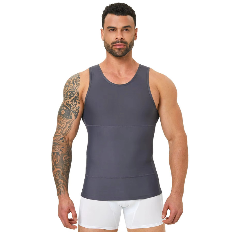 Mens Compression Tank Top  Body Shaper With Tummy Control  Chest Support 8