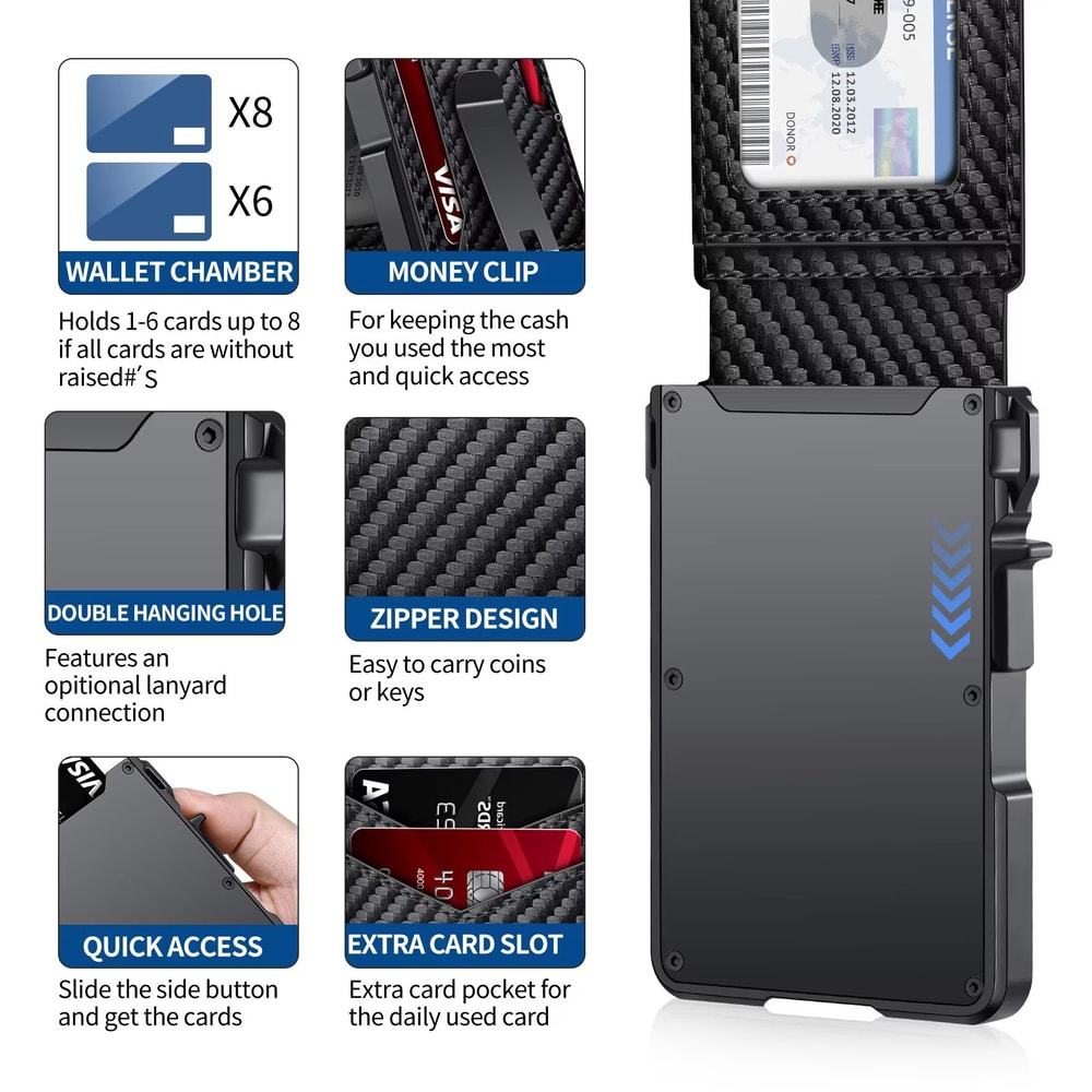 Tactical RFID Blocking Wallet Minimalist Metal Bifold For Men With Gift Box 4