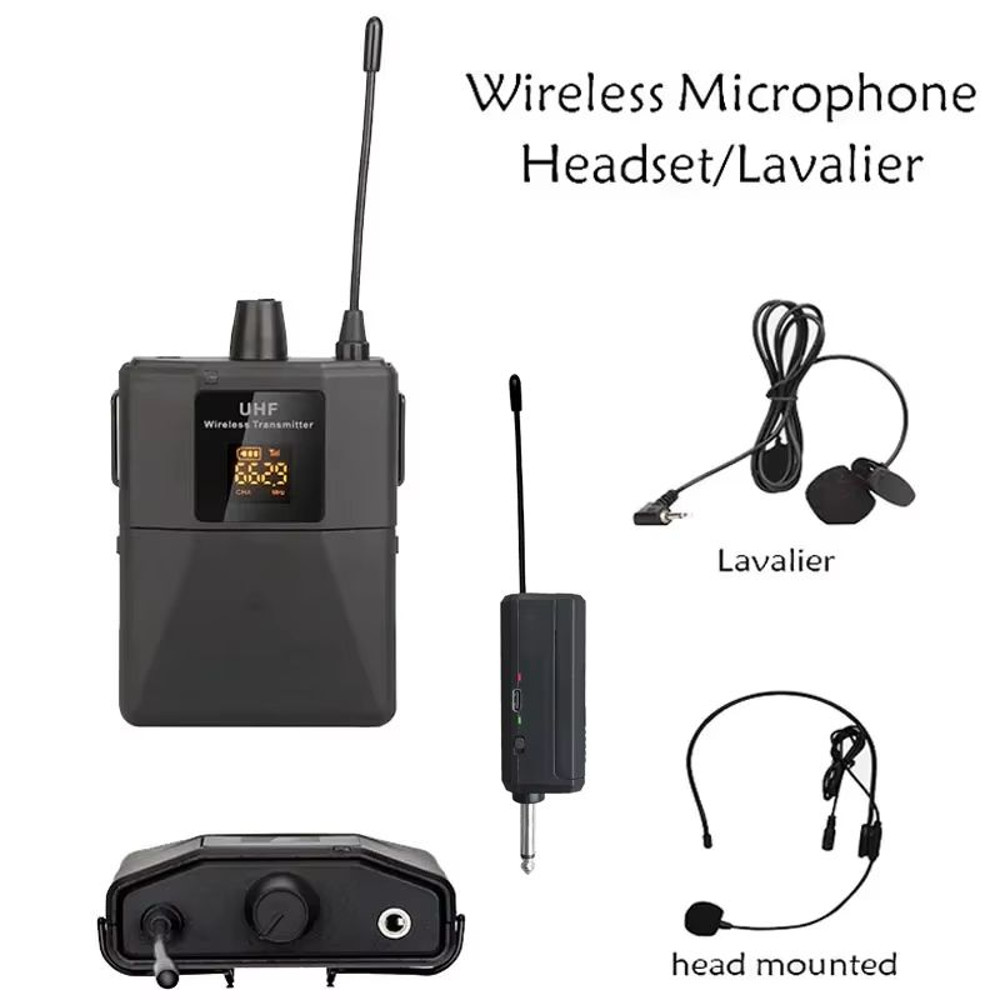 UHF Wireless Headset Microphone With Bodypack Transmitter Receiver LED Display For Teaching Prese 1