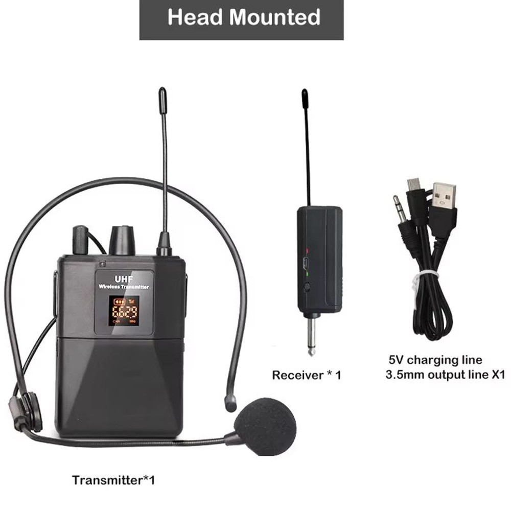 UHF Wireless Headset Microphone With Bodypack Transmitter Receiver LED Display For Teaching Prese 6