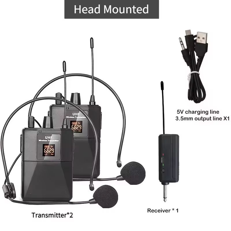 UHF Wireless Headset Microphone With Bodypack Transmitter Receiver LED Display For Teaching Prese 9
