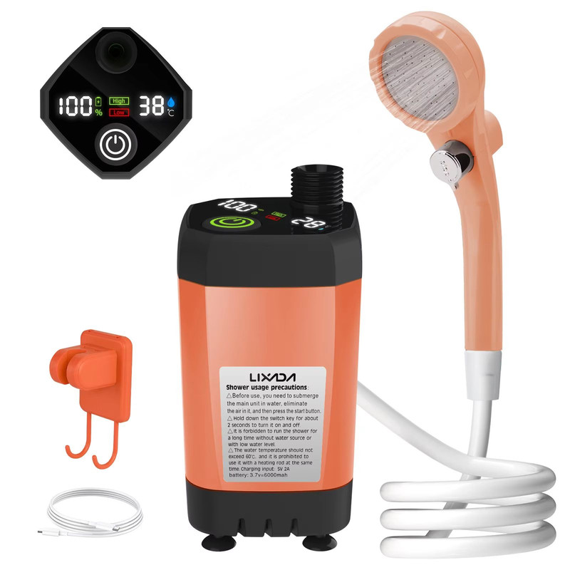 Portable Camping Shower Pump Kit Outdoor Shower With Digital Display Adjustable Flow 6000mAh Rech 10