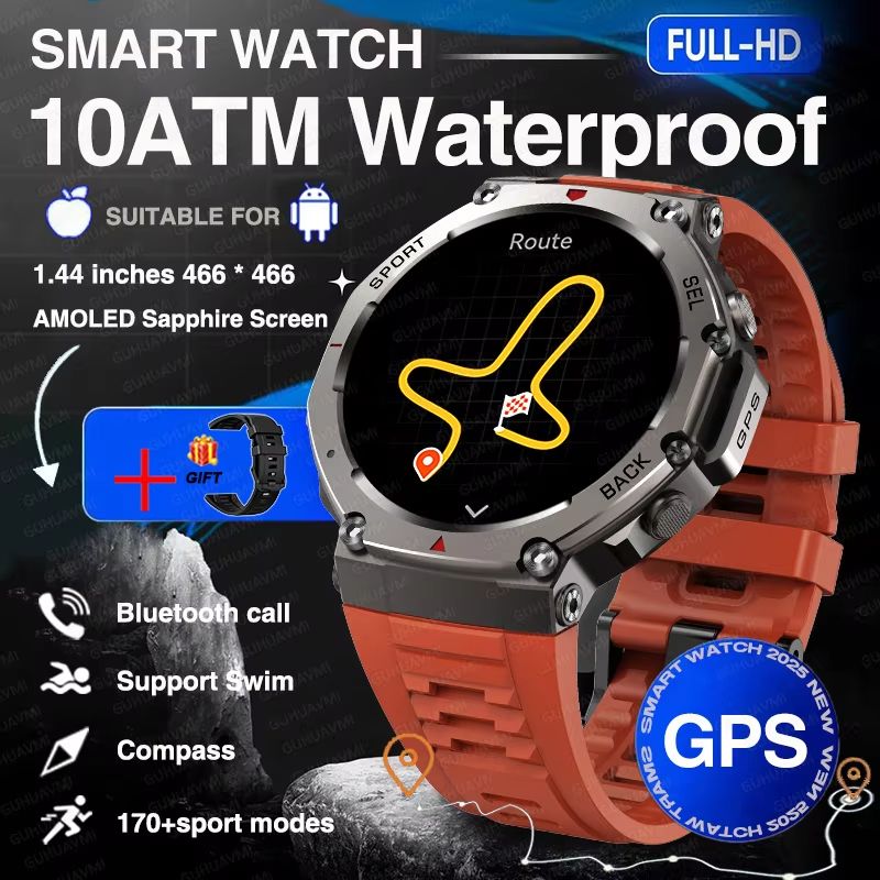 2025 Military Smartwatch With Bluetooth Calling  Builtin GPS Compass Altimeter  10ATM Waterproof Sp 9