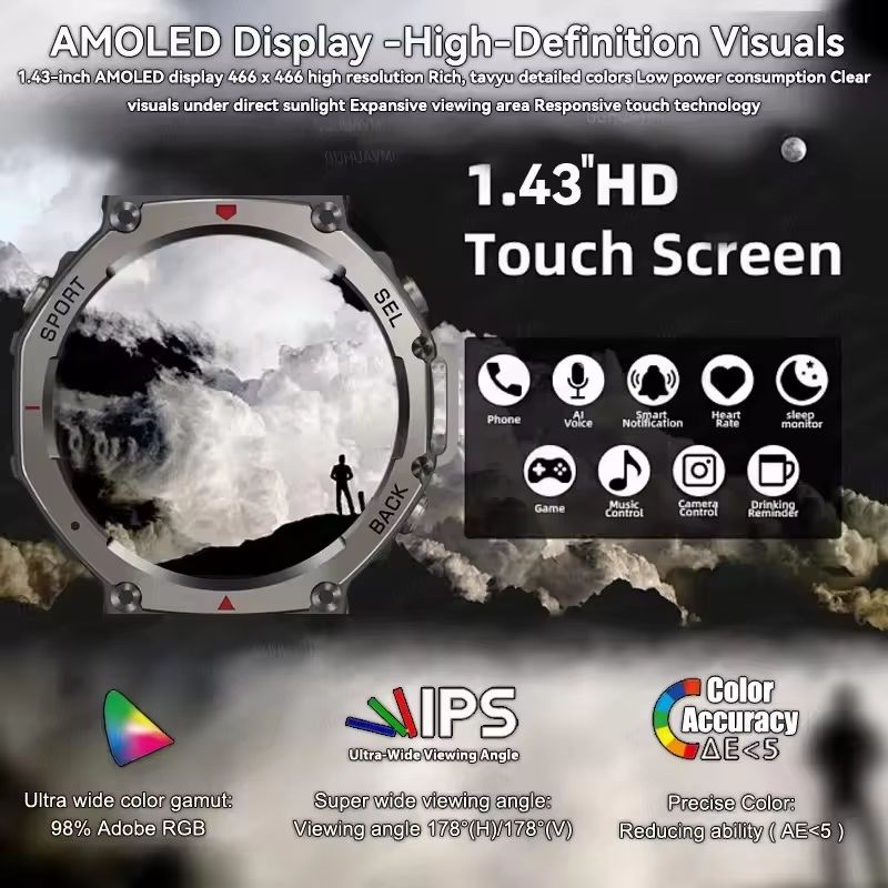 2025 Military Smartwatch With Bluetooth Calling  Builtin GPS Compass Altimeter  10ATM Waterproof Sp 3