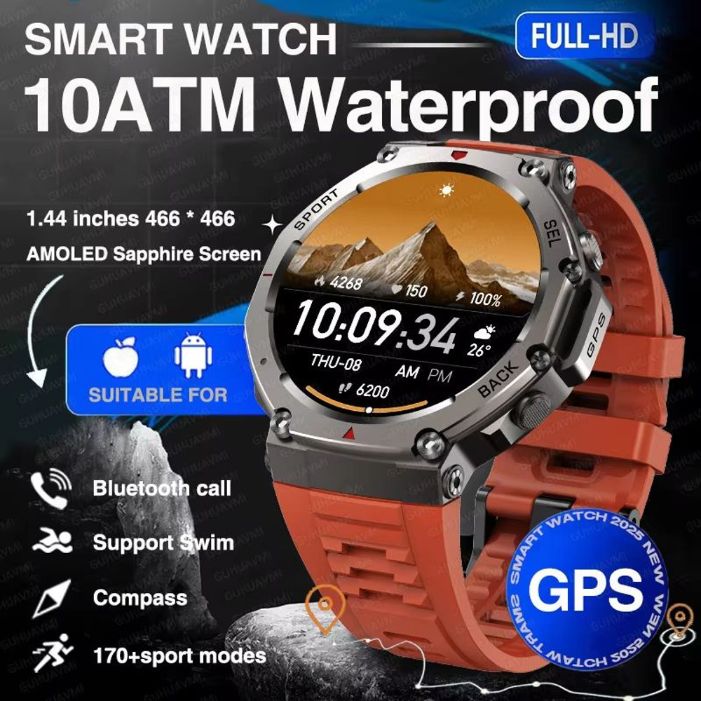 2025 Military Smartwatch With Bluetooth Calling  Builtin GPS Compass Altimeter  10ATM Waterproof Sp 7