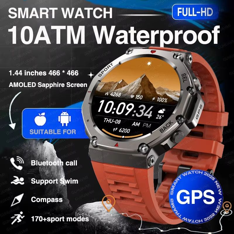 2025 Military Smartwatch With Bluetooth Calling  Builtin GPS Compass Altimeter  10ATM Waterproof Sp 7