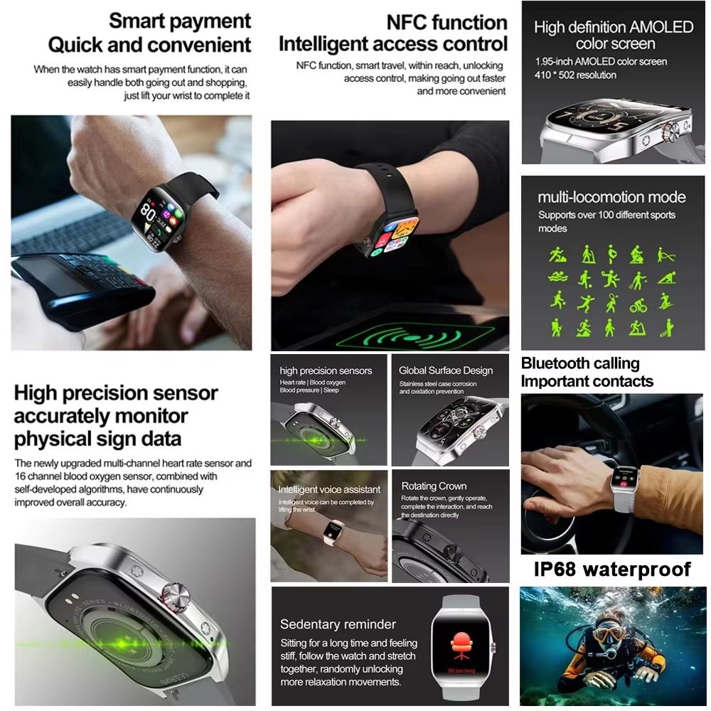 2025 Ultra HD Smartwatch 195 GPS Sports Watch With Bluetooth Calling NFC Fitness Tracking For Men 1