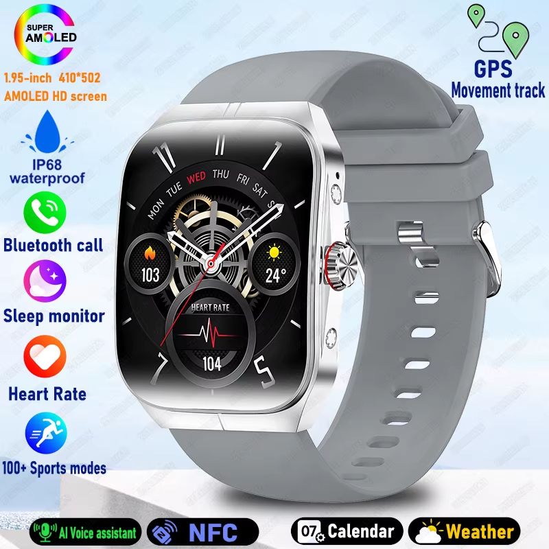 2025 Ultra HD Smartwatch 195 GPS Sports Watch With Bluetooth Calling NFC Fitness Tracking For Men 7