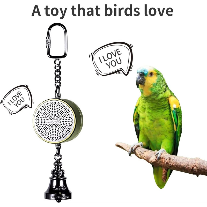 Interactive Parrot Training Toy  Voice Recording  Playback Bird Talking Coach With Chewing Bell 1
