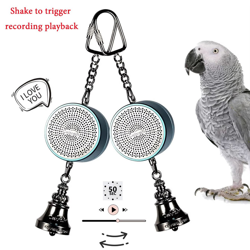 Interactive Parrot Training Toy  Voice Recording  Playback Bird Talking Coach With Chewing Bell 2