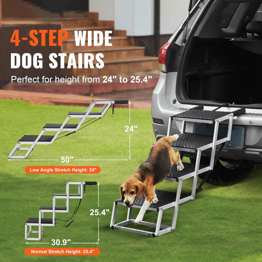SucceBuy Folding Dog Car Steps  Lightweight Aluminum Pet Stairs For Cars SUVs And Trucks Up To 150  5