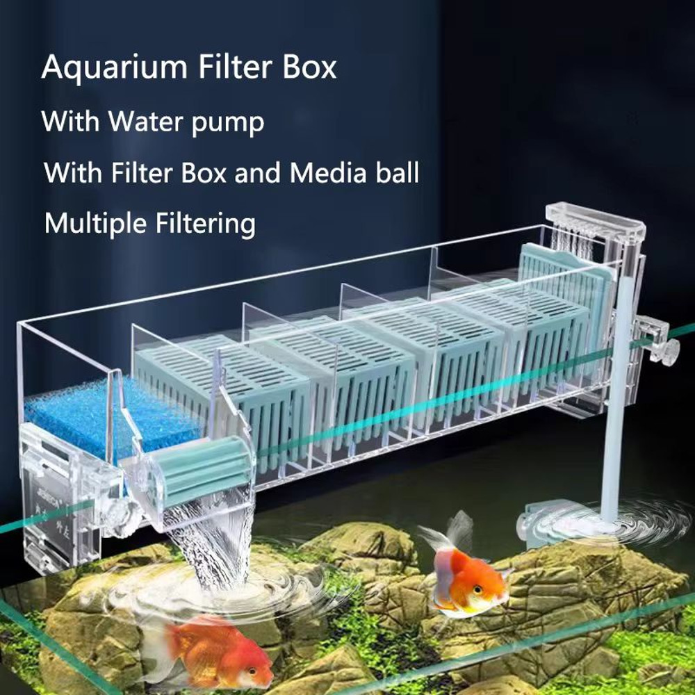 Aquarium Waterfall Filter Box  WallMounted Silent Circulating Purifier With Builtin Pump For Fish T 0
