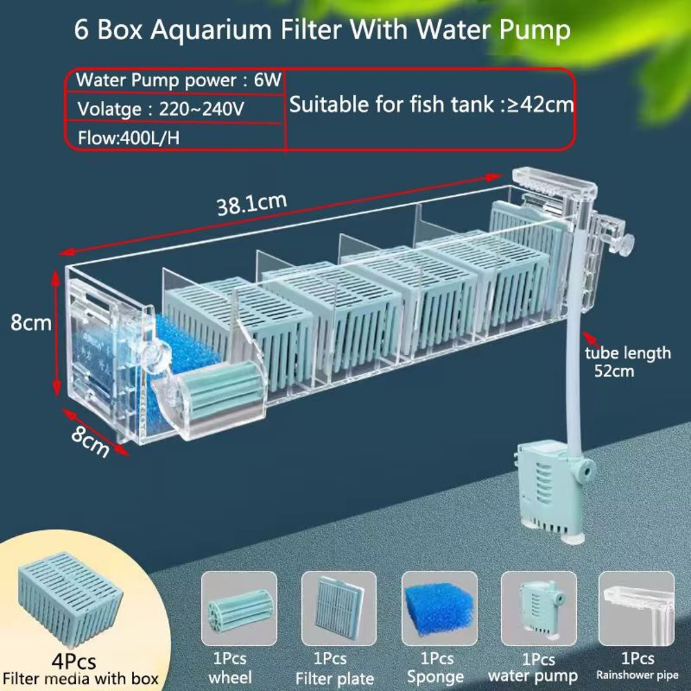 Aquarium Waterfall Filter Box  WallMounted Silent Circulating Purifier With Builtin Pump For Fish T 9