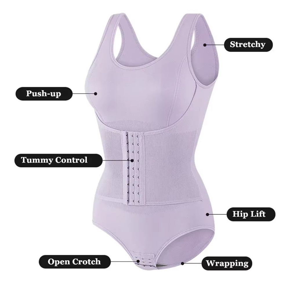 Womens Bodysuit Shapewear With Zipper And Belt Tummy Control Slimming Waist Trainer Body Shaper 1