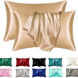 2-pack satin silk pillowcases – super soft standard size pillow covers for hair and skin care