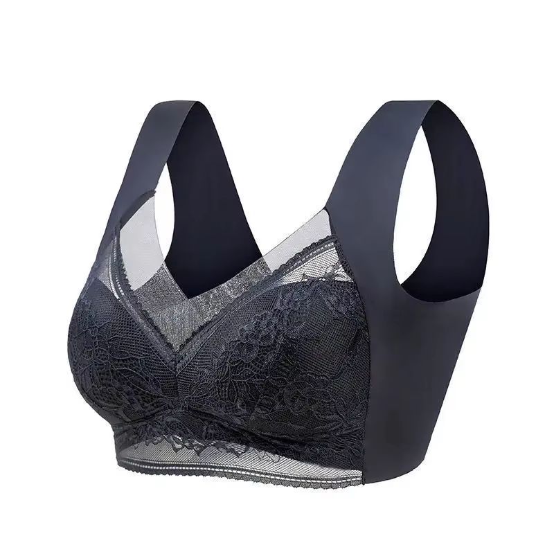 Plus Size Seamless Push Up Bralette Ice Silk Wireless Lace Bra For Women L6XL 9
