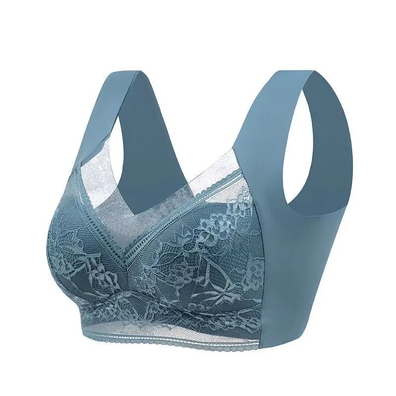 Plus Size Seamless Push Up Bralette Ice Silk Wireless Lace Bra For Women L6XL 10