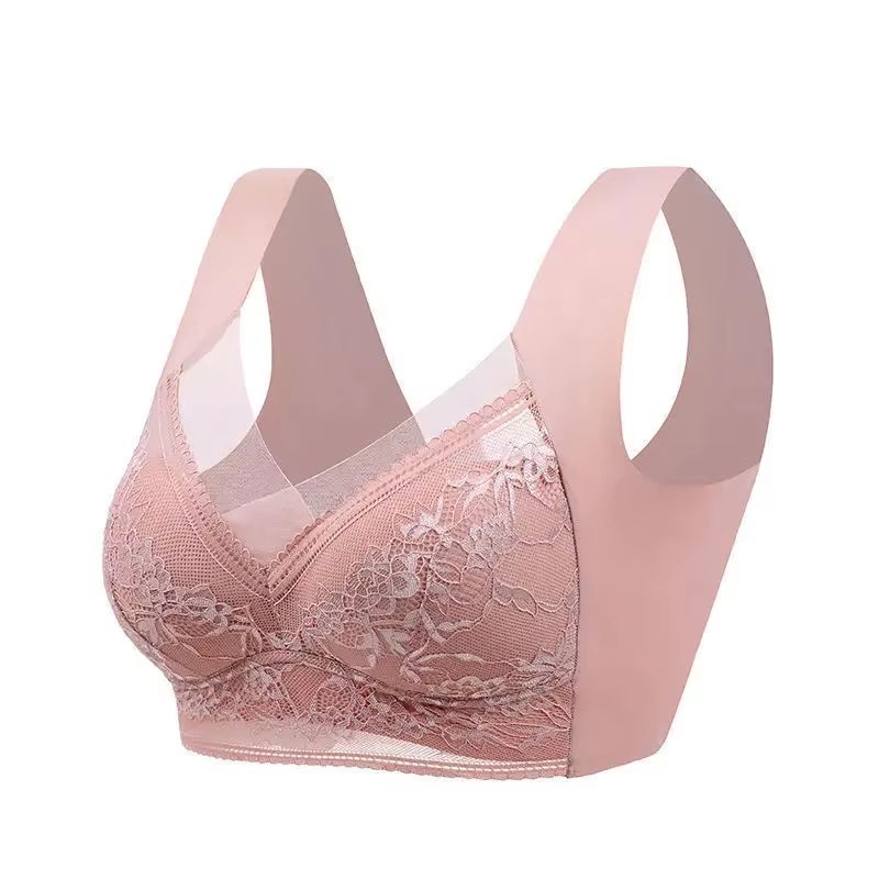 Plus Size Seamless Push Up Bralette Ice Silk Wireless Lace Bra For Women L6XL 11