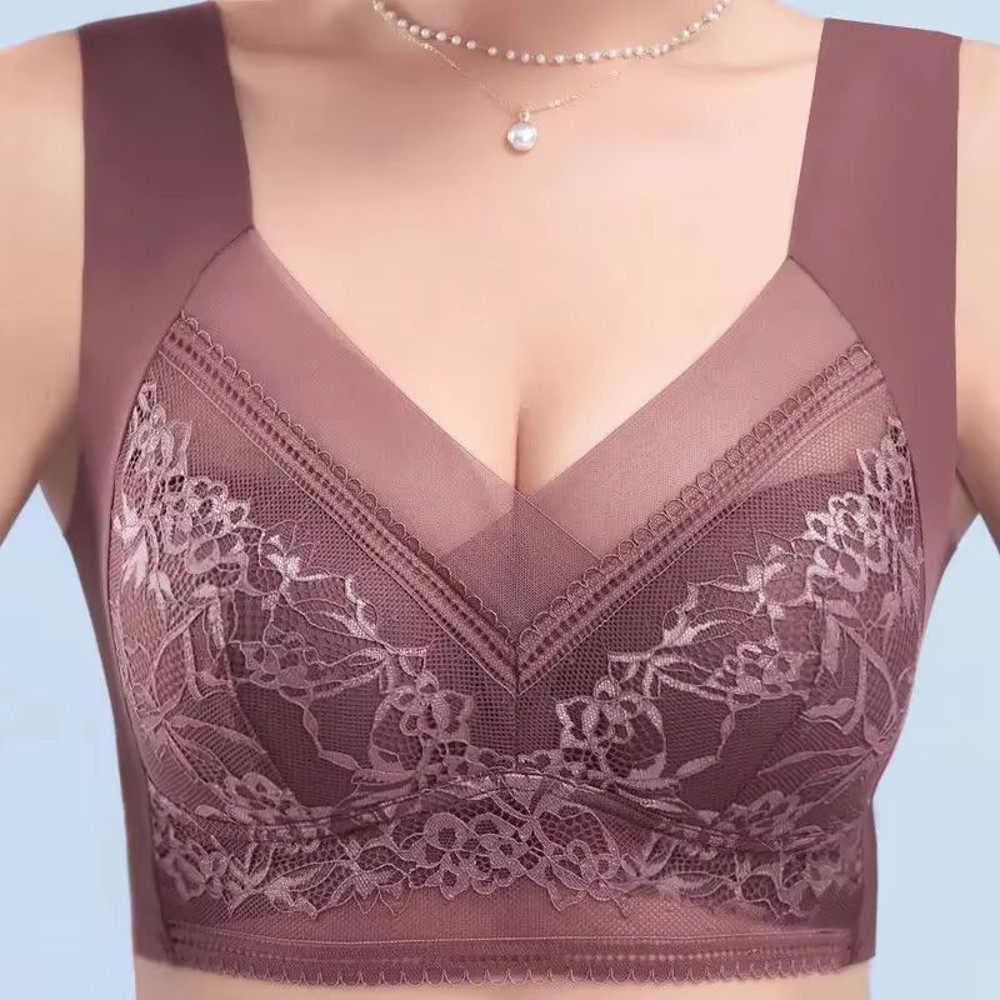 Plus Size Seamless Push Up Bralette Ice Silk Wireless Lace Bra For Women L6XL 2
