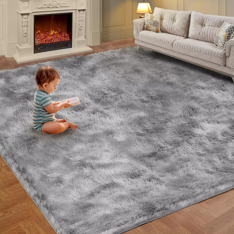 VIKAMA TieDye Plush Carpet Soft Fluffy NonSlip Rug For Living Room Bedroom Kids Spaces 6