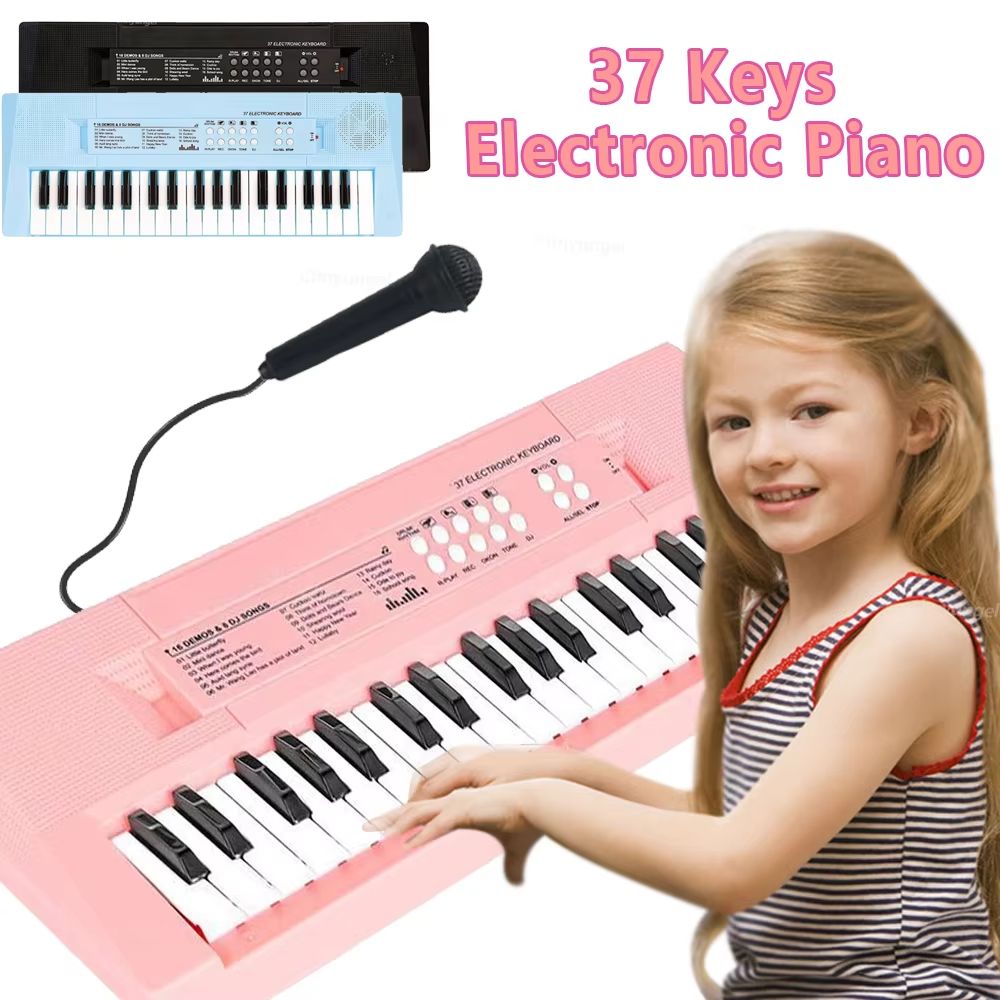 37 Keys Kids Electronic Piano Keyboard With Microphone Educational Musical Toy For Boys And Girls 0