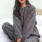 Soft Coral Velvet Womens Pajama Set Warm Jacquard Loungewear For Cozy Winter Nights 3