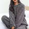Soft Coral Velvet Womens Pajama Set Warm Jacquard Loungewear For Cozy Winter Nights 7