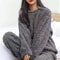 Soft Coral Velvet Womens Pajama Set Warm Jacquard Loungewear For Cozy Winter Nights 7