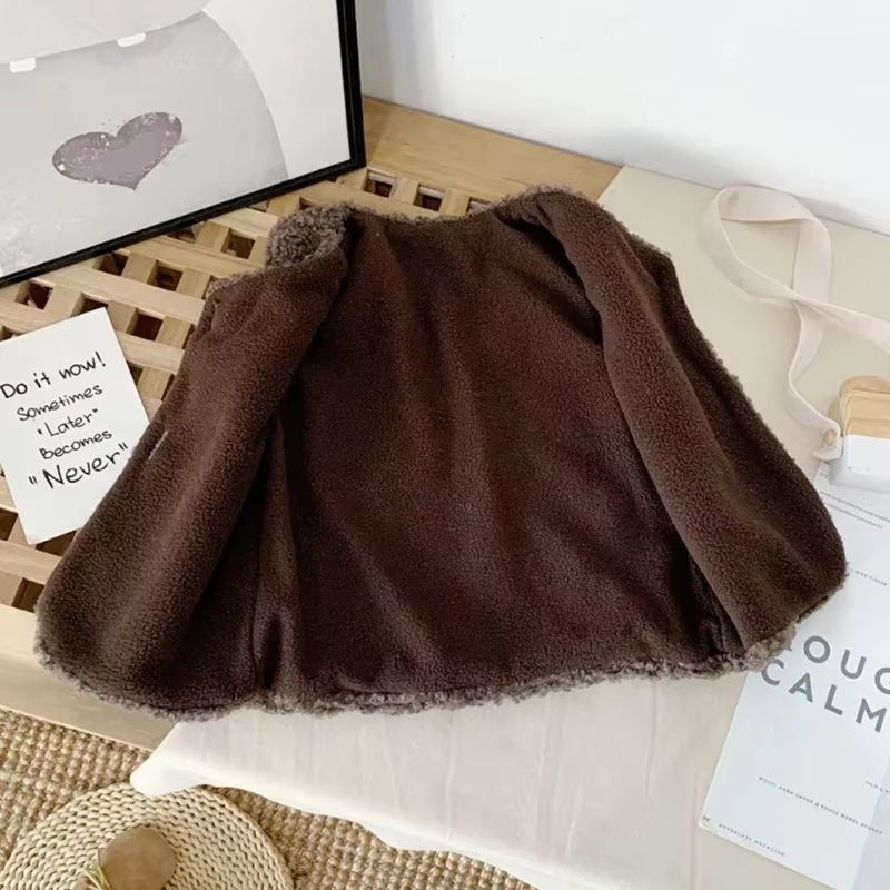 Baby Lamb Wool Velvet Vest Plush Warm Waistcoat For Boys And Girls 2