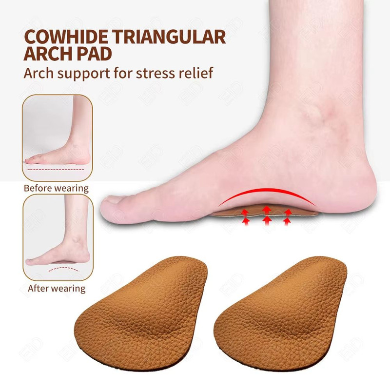 Orthotic Leather Arch Support Insoles Flat Foot Corrector Cushion Inserts For Men And Women 3