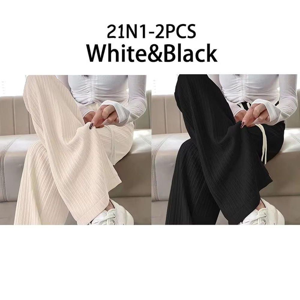 2025 HighWaist Bubble Cloud Puff Pants Draped WideLeg Narrow Straight Fit 8