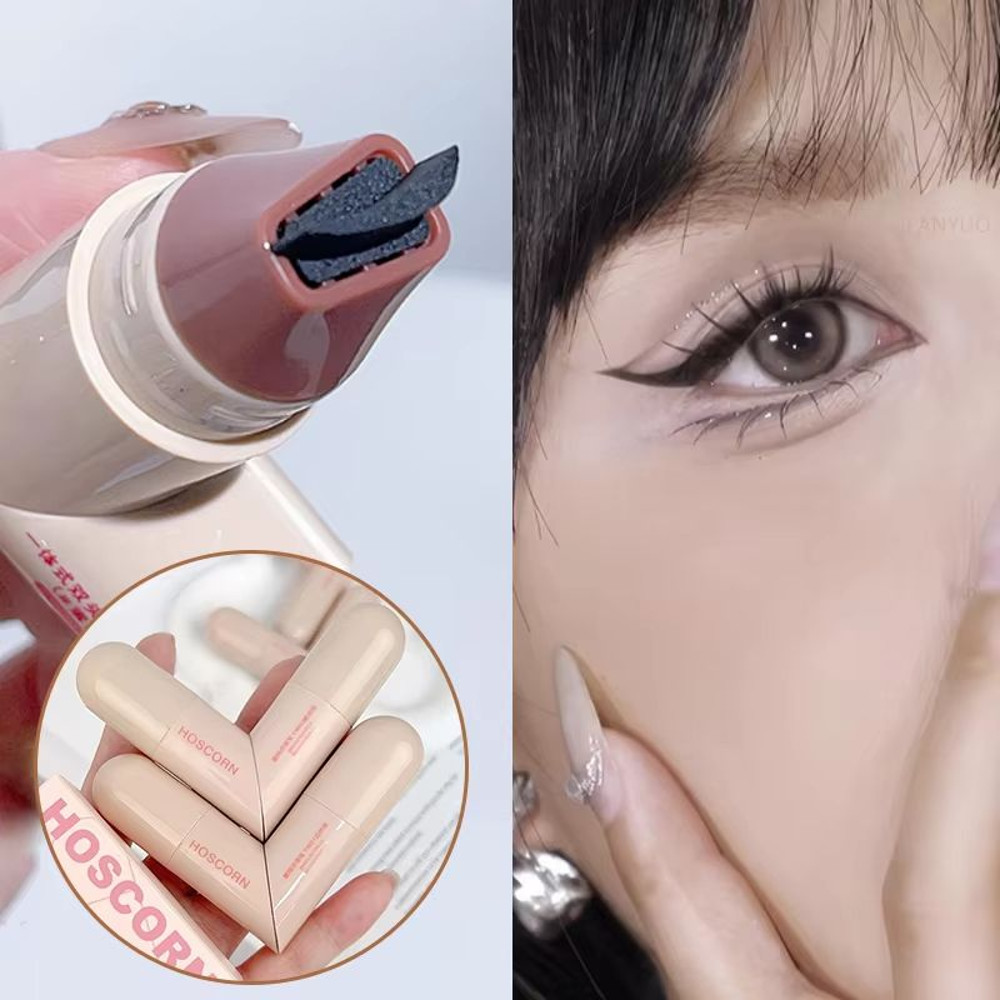 Lazy DualHead Eyeliner Stamp Waterproof FastDrying Liquid Liner Pen 0