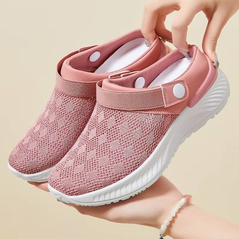 2025 Summer Womens Mesh SlipOn Slippers Casual Breathable HalfSupport Shoes 0