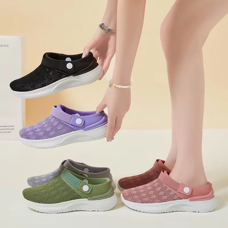 2025 Summer Womens Mesh SlipOn Slippers Casual Breathable HalfSupport Shoes 1