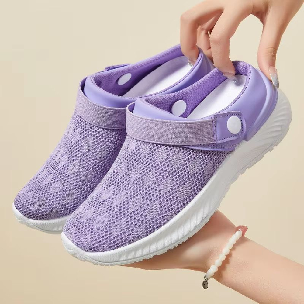 2025 Summer Womens Mesh SlipOn Slippers Casual Breathable HalfSupport Shoes 5