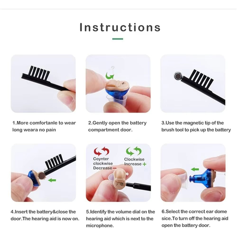 Premium Mini CIC Hearing Aid Discreet Rechargeable Inner Ear Device For Clear TV Call Sound Left 5