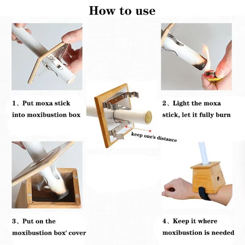 Natural Bamboo Moxibustion Box Traditional Moxa Therapy Burner For Pain Relief Acupuncture Body M 5