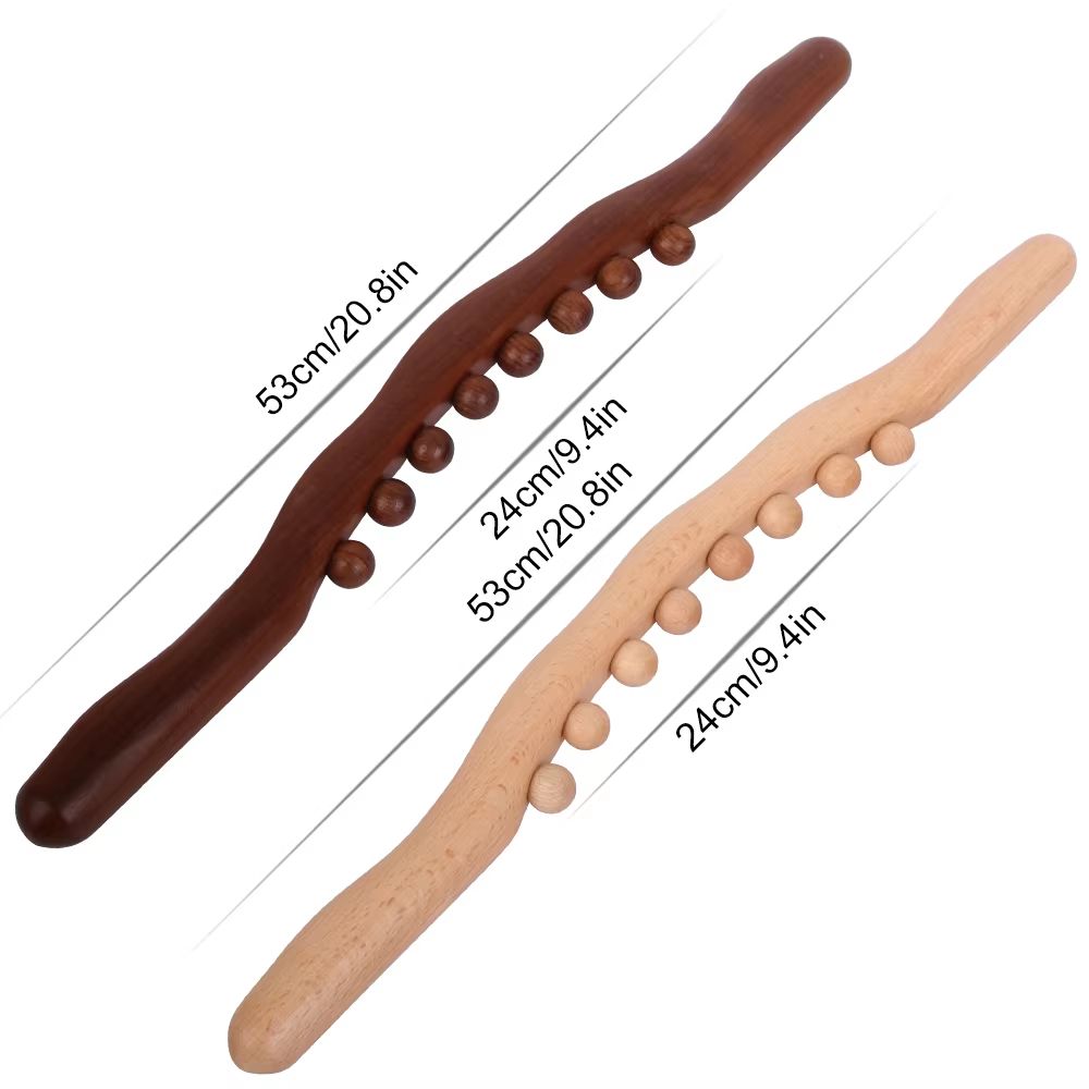 8Bead Carbonized Wood Gua Sha Massage Stick FullBody Meridian Therapy Wand For Muscle Relaxation 5
