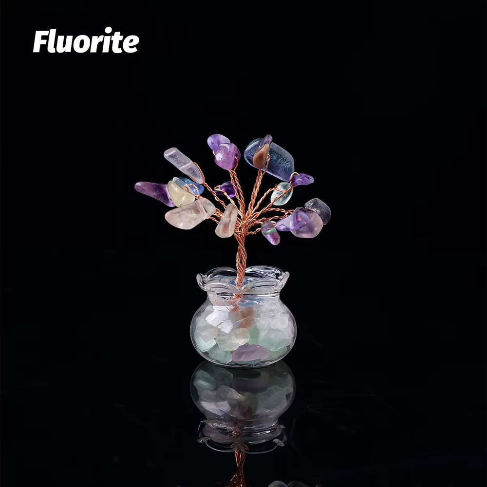 Natural Crystal Tree Bonsai Reiki Healing Feng Shui Gemstone Tabletop Ornament For Positive Energy 10