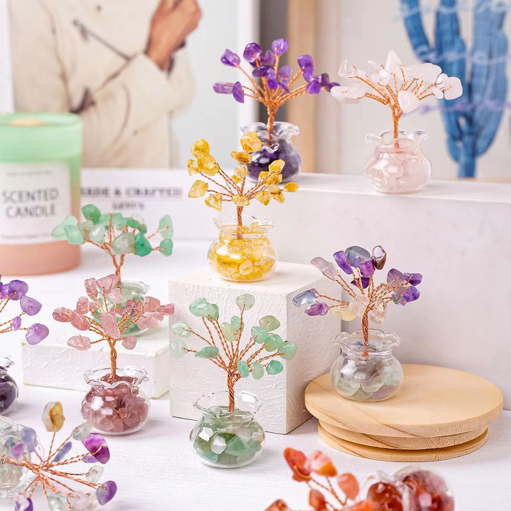 Natural Crystal Tree Bonsai Reiki Healing Feng Shui Gemstone Tabletop Ornament For Positive Energy 2