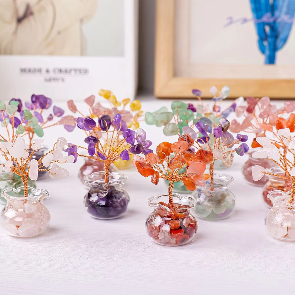 Natural Crystal Tree Bonsai Reiki Healing Feng Shui Gemstone Tabletop Ornament For Positive Energy 3