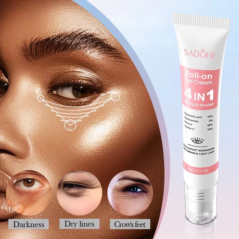 SADOER 4in1 Eye Cream RollOn Anti Dark Circles Eye Bags Firming Moisturizing Serum 4
