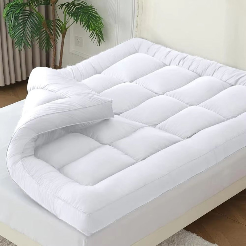 Extra Thick Cooling Mattress Topper Overfilled Down Alternative Pad For Back Pain Relief 1