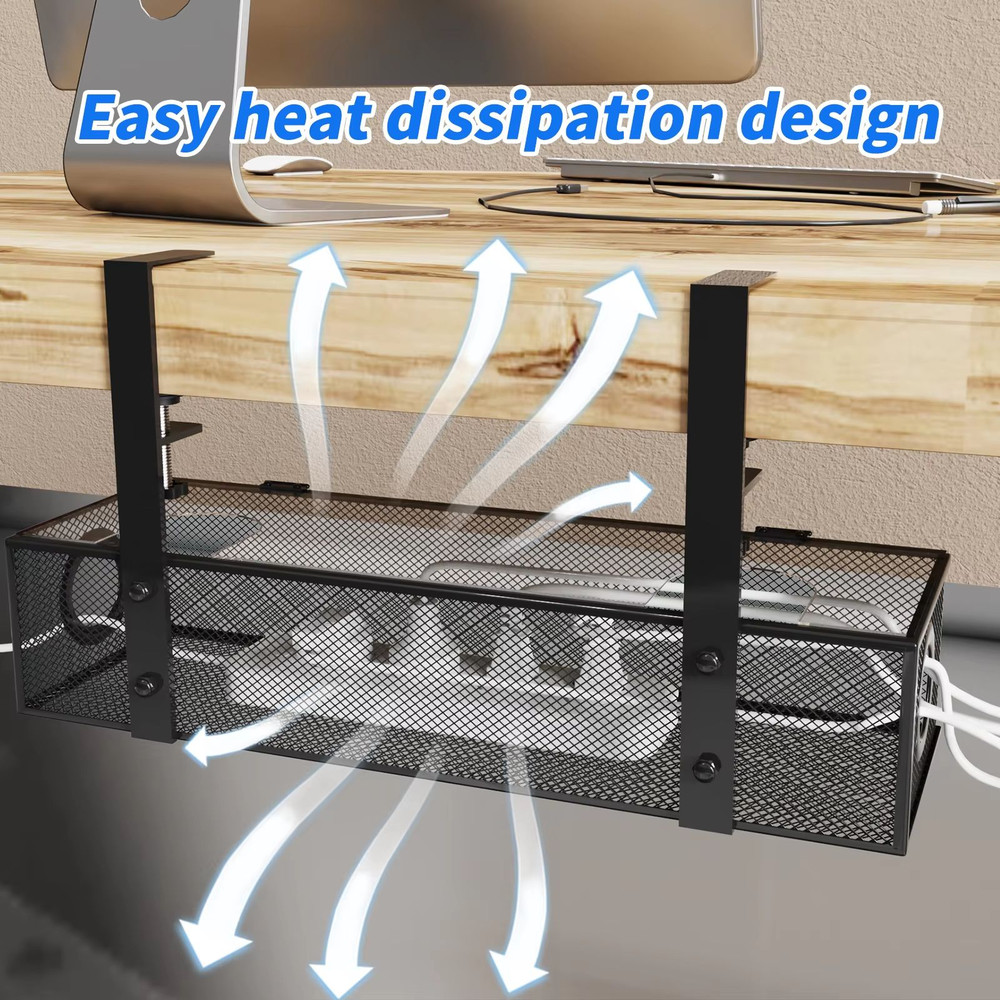 Under Desk Cable Management Tray Clamp Mount Wire Organizer Box For Home Office 5