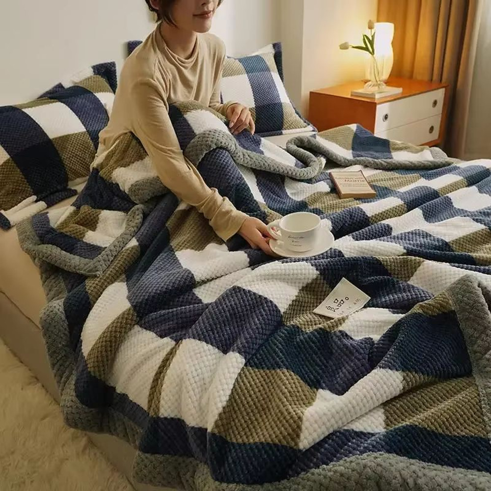 Soft Chenille Knit Throw Blanket Handmade Crochet Style Machine Washable For Couch Bed 1