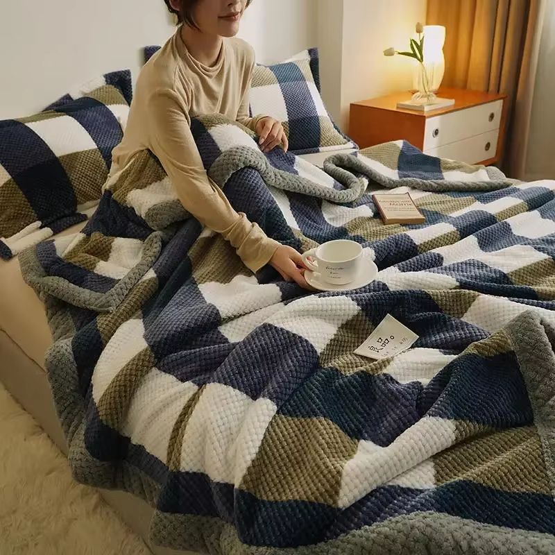 Soft Chenille Knit Throw Blanket Handmade Crochet Style Machine Washable For Couch Bed 1